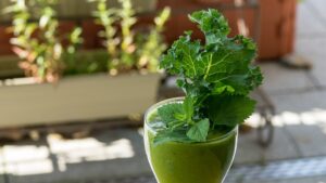 A glass of kale smoothie
