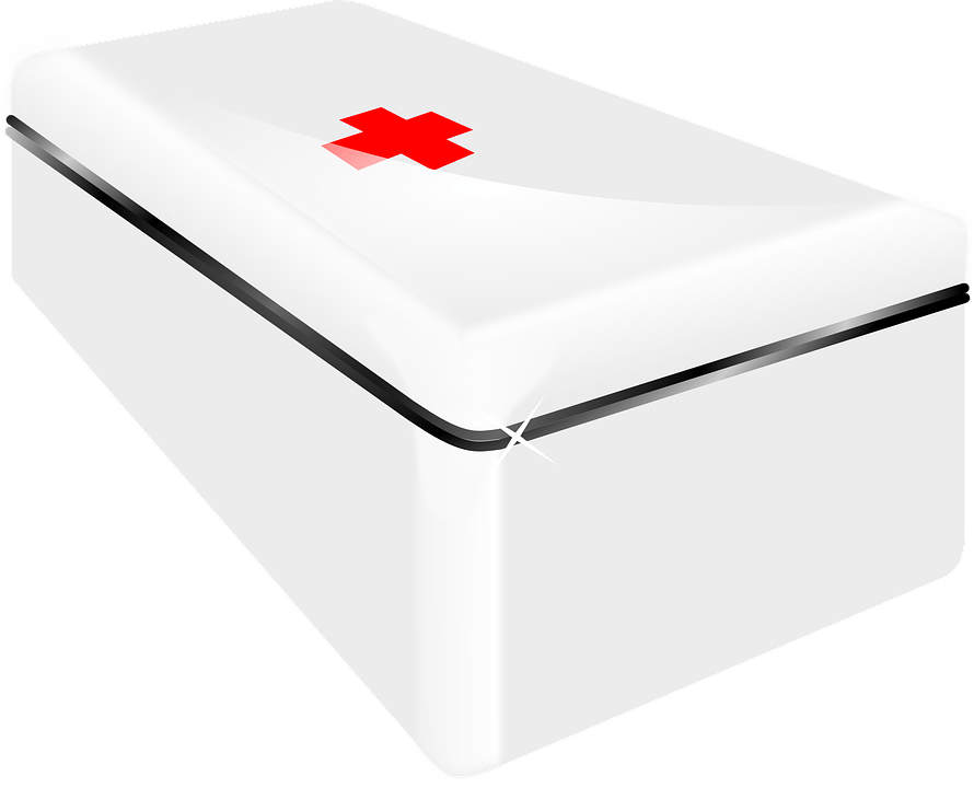 first aid box, red cross