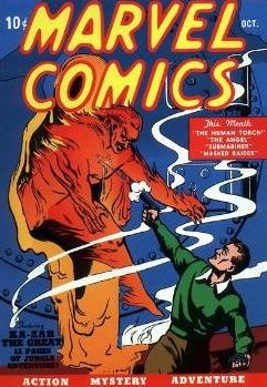 cover art of Marvel Comics #1 (Oct. 1939), the first comic from Marvel precursor Timely Comics
